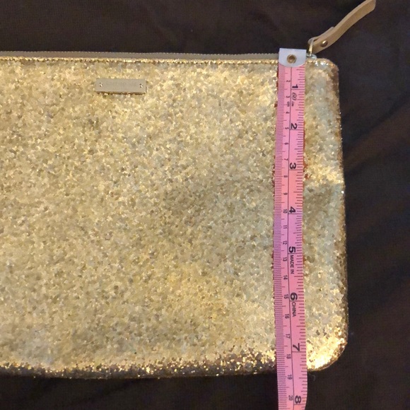 Kate Spade Gold Glitter Zipper Clutch - Picture 5 of 5